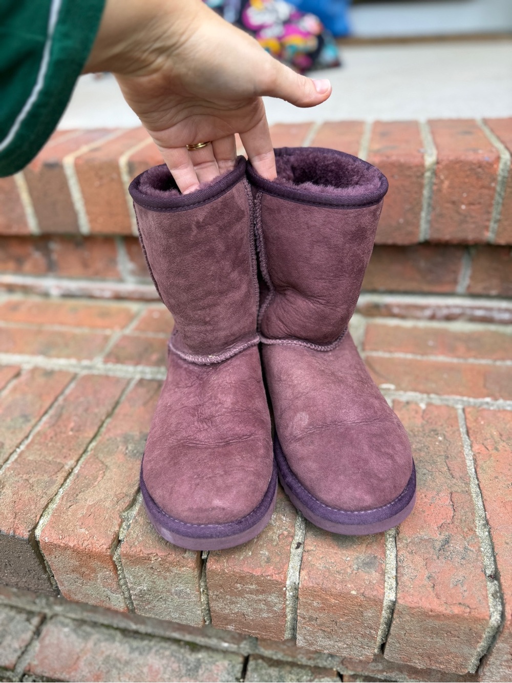 Vintage UGG Australia Purple Shearling Short Leather Snow Boots Size 6 Women’s - Picture 10 of 11